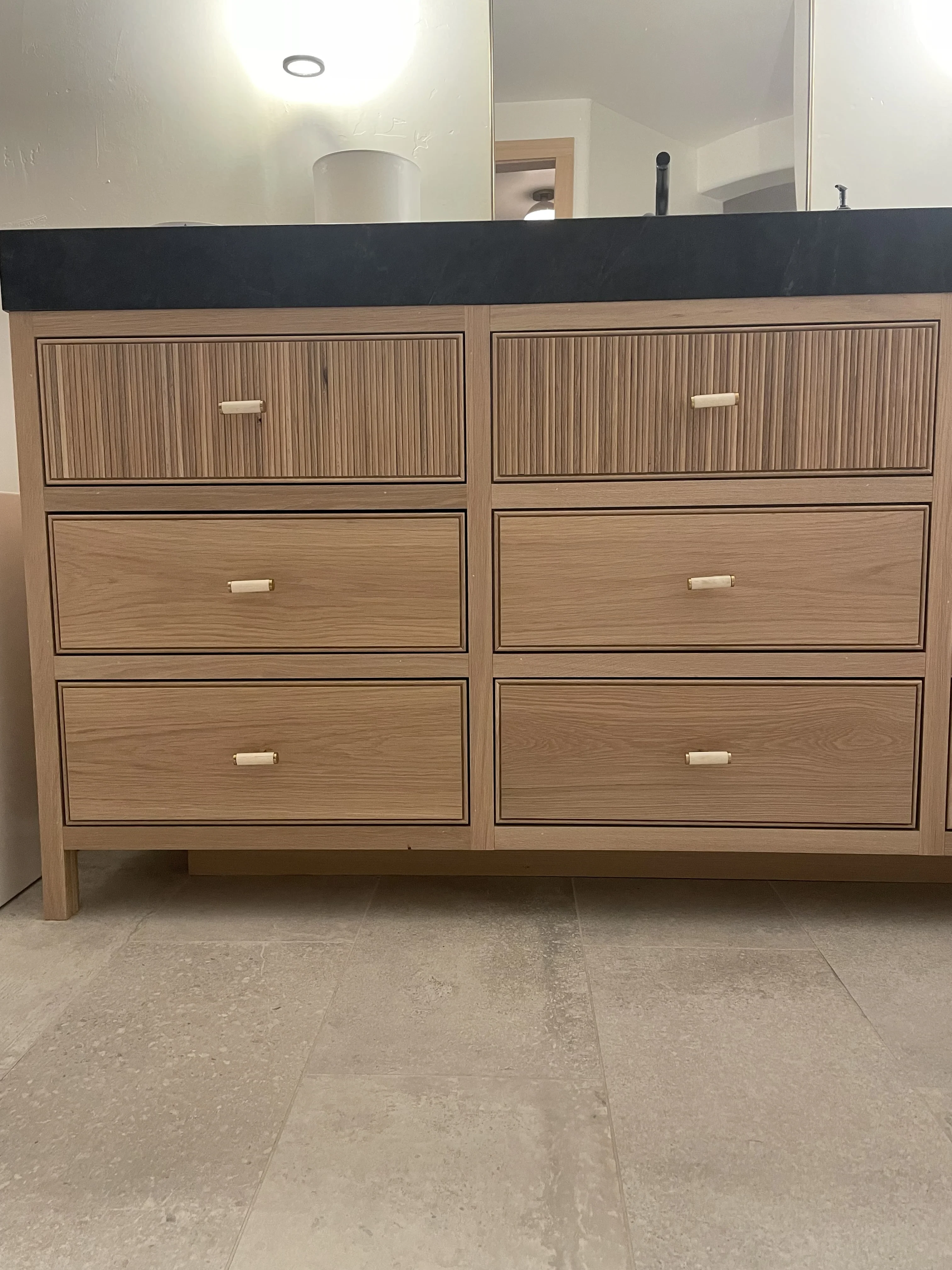 White oak inset face frame pencil reeded drawers in Gilbert, AZ