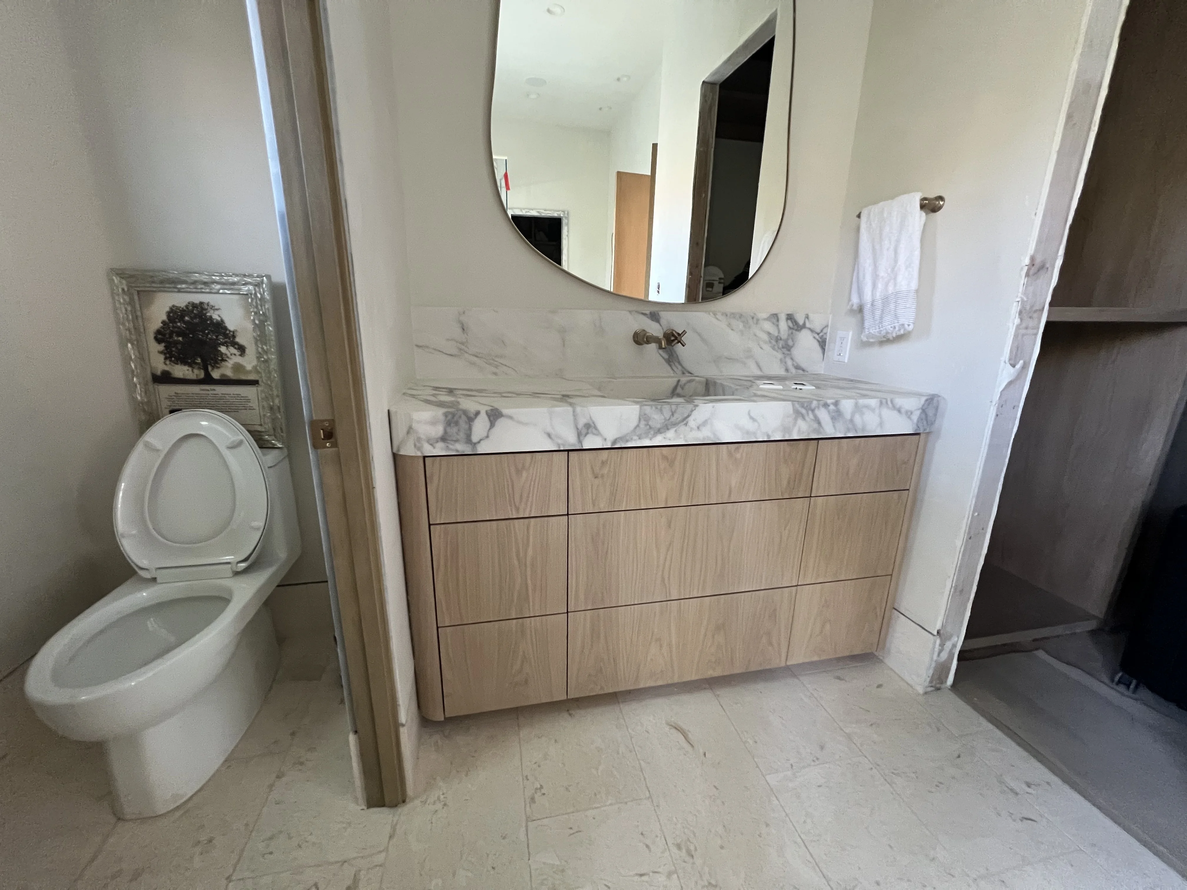 White oak rounded vanity slab doors in Paradise Valley, AZ