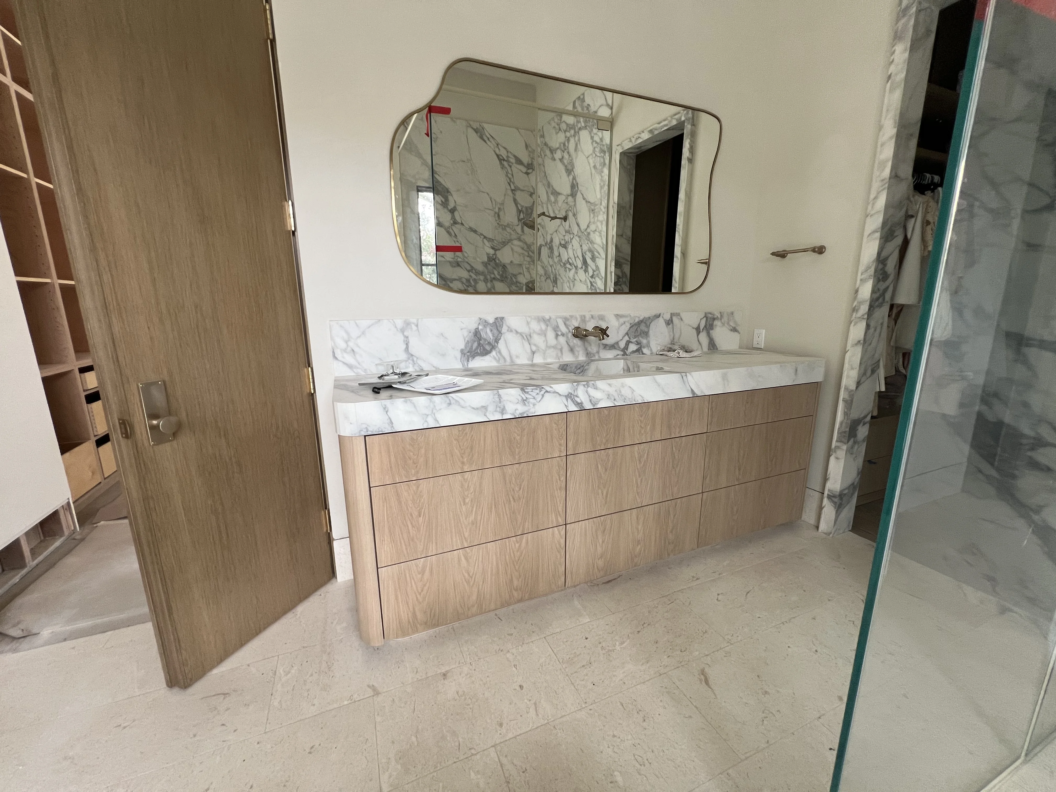 White oak slab doors with rounded edges in Paradise Valley, AZ