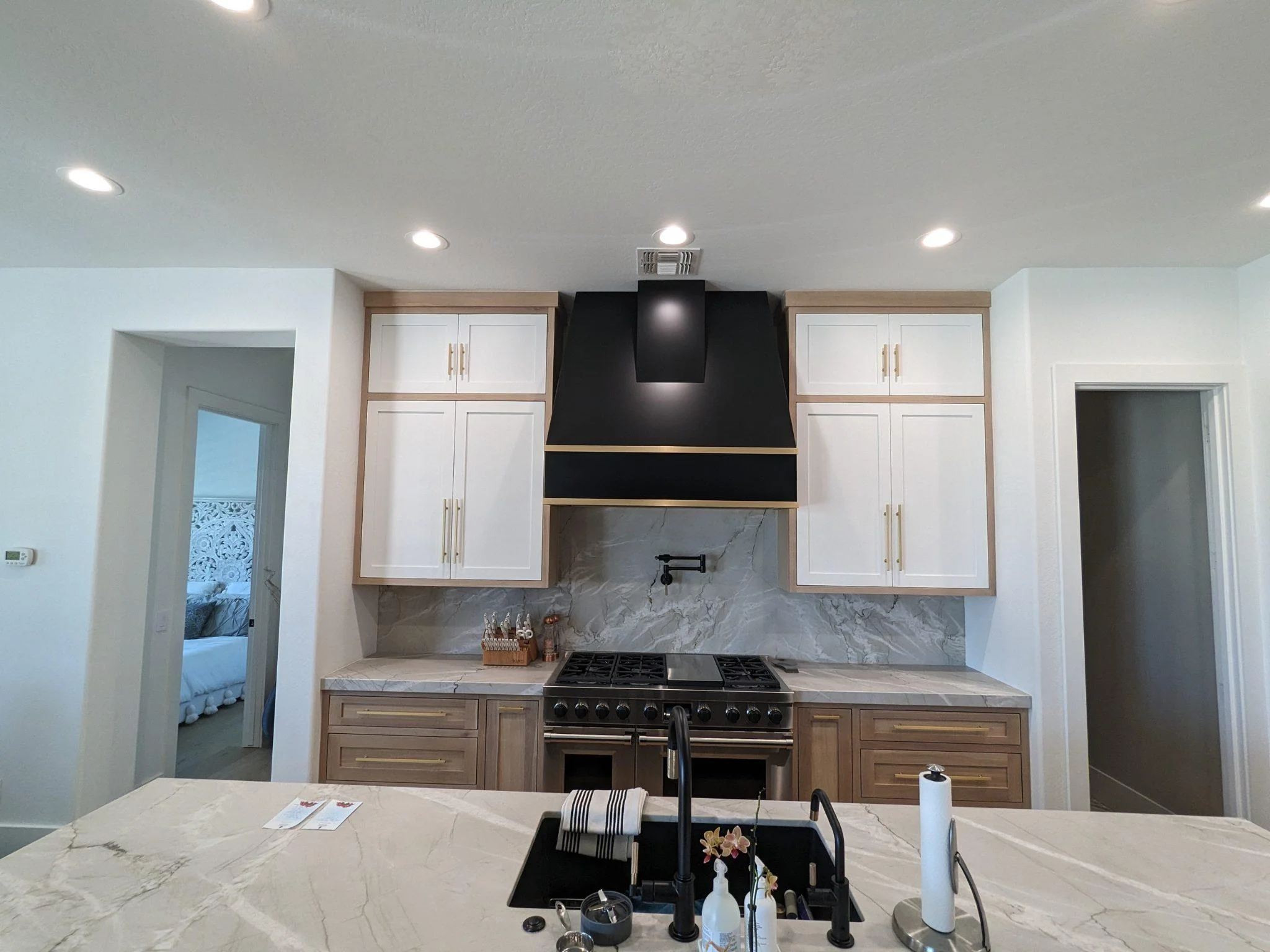 Inset shaker white with white oak frames kitchen