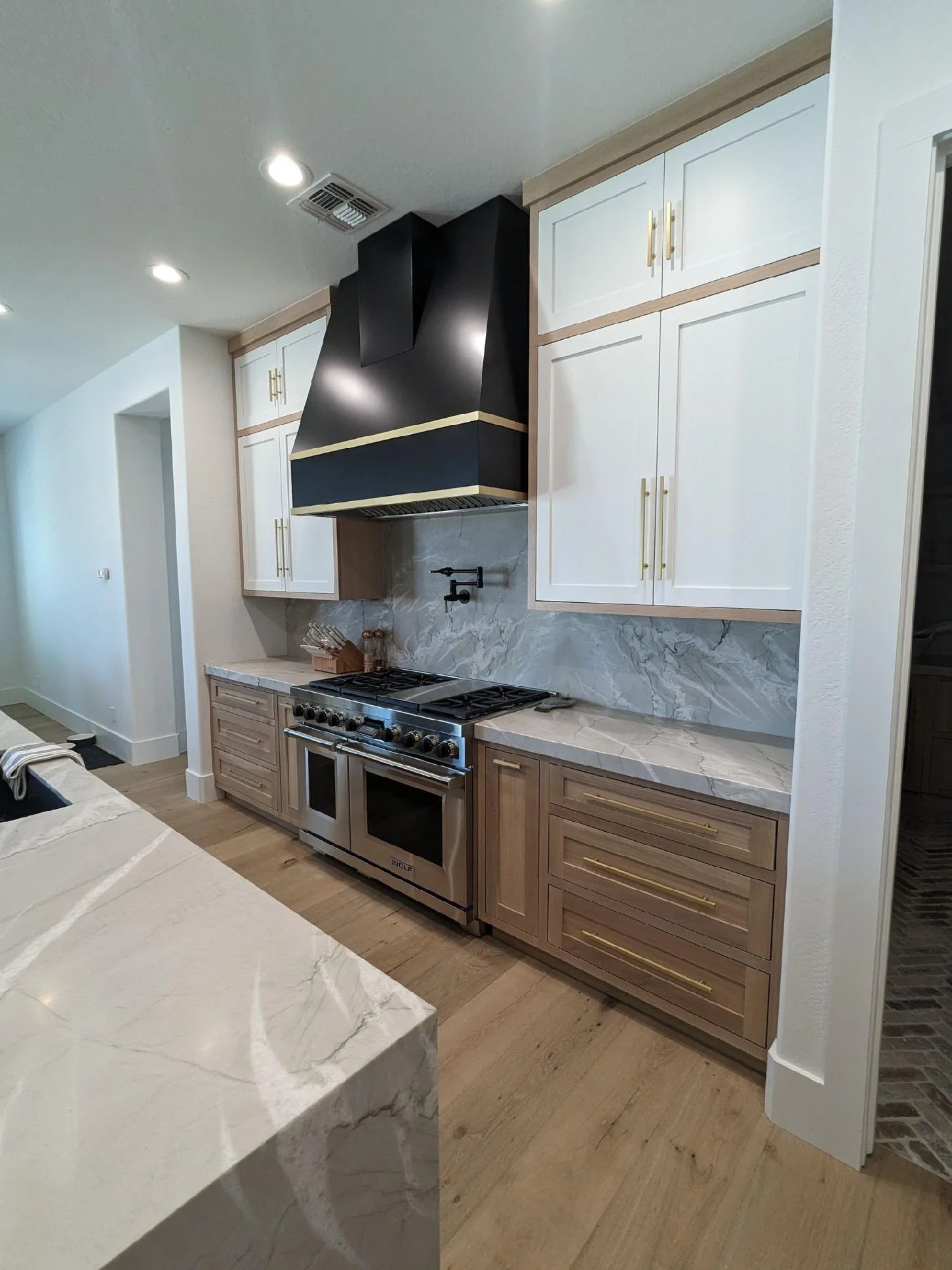 Inset shaker white with white oak frames kitchen